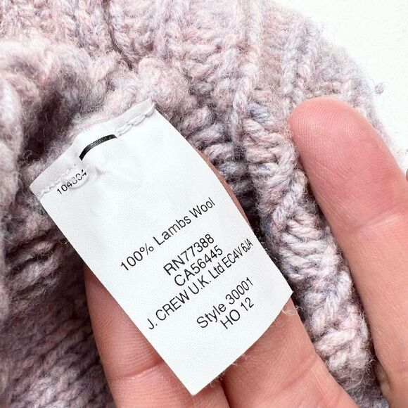 J. Crew Sweater Women's Medium Lilac Lambs Wool Hand Chunky Knit Rib Trim - Picture 7 of 10